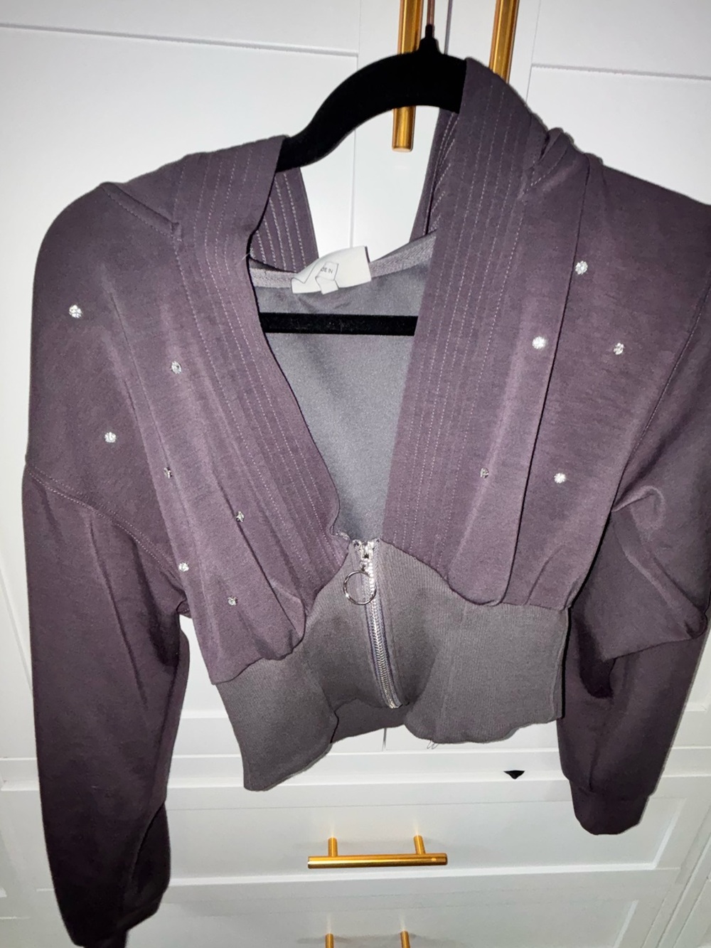 Corset Style Rhinestone Sweater - Gray